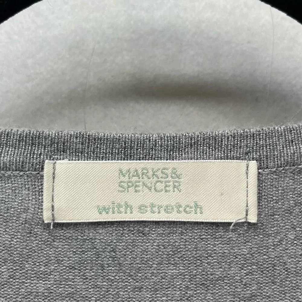 Marks & Spencer Sweater Womens Sz UK12 S Viscose Blend 3/4 Sleeve Pullover Gray - Picture 7 of 12